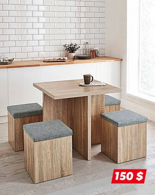 Kitchen Table with 4 Hidden Stools