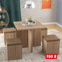 Kitchen Table with 4 Hidden Stools