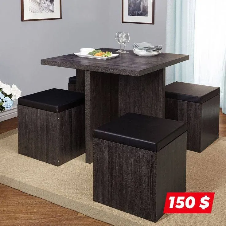 Kitchen Table with 4 Hidden Stools