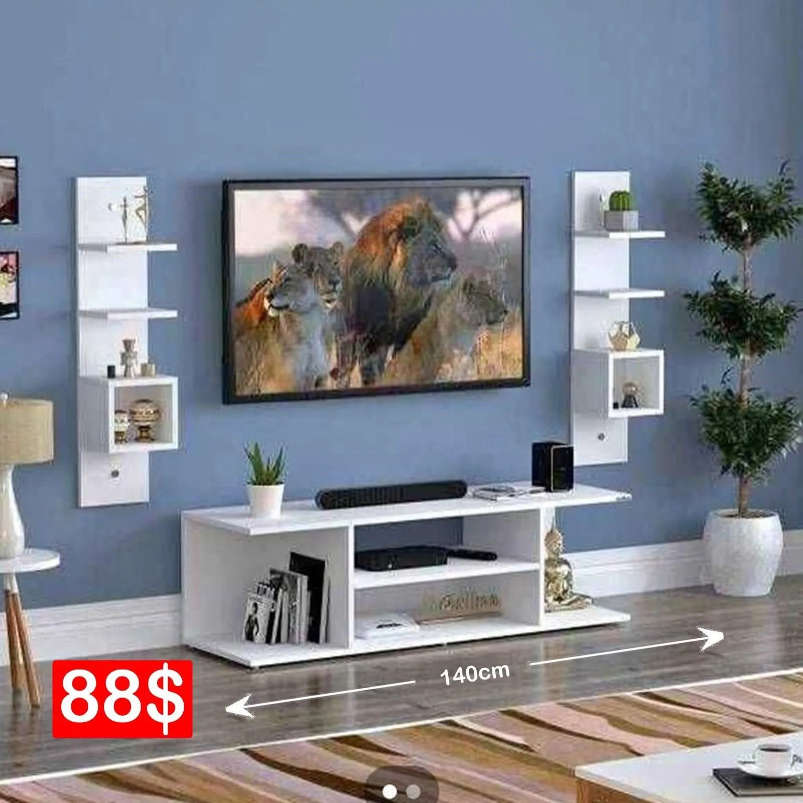 Duo TV Set with Two Wall Shelves