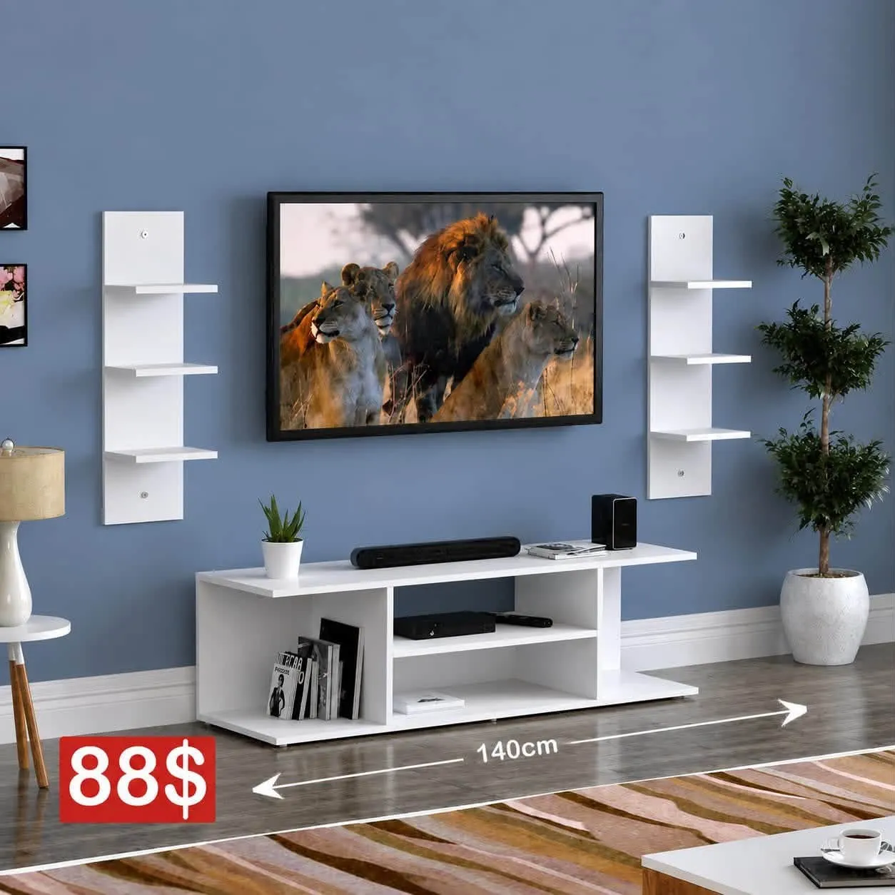 Duo TV Set with Two Wall Shelves