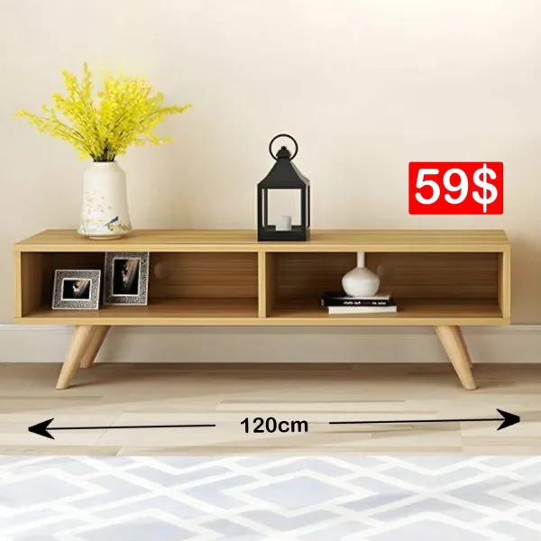 Mid-Century Oak TV Bench