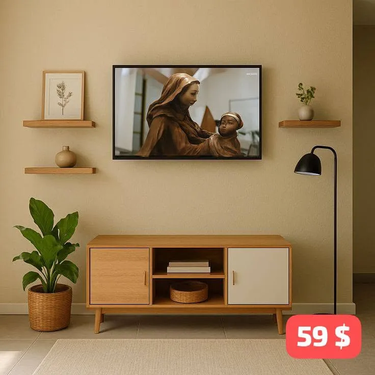 Oak & White TV Console