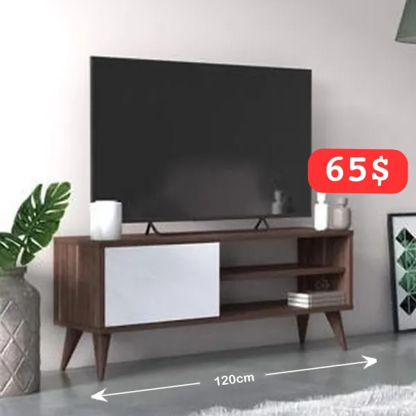 Walnut & White TV Unit