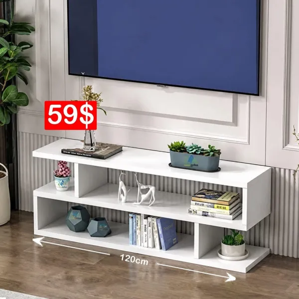 Wave White TV Stand